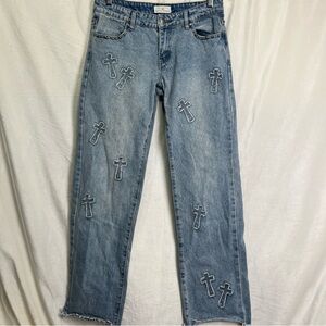 Austin Landing Cross Jeans Studded Trim Women Size 7 Equestrian Cowgirl Denim